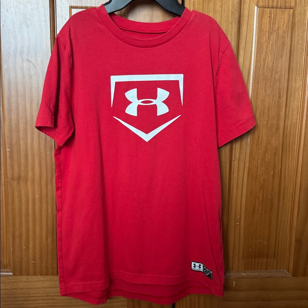 2 Pack Lot Boys Youth Baseball T Shirts Nike Under Armour Red Gray Medium - Picture 2 of 10